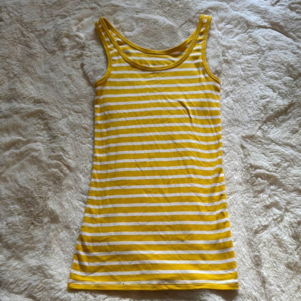 Yellow and White Striped Tank - S